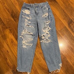 American Eagle Outfitters Ripped Light Blue Boyfriend Jeans